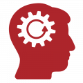 Enterprise Architecture icon profile of head with gear